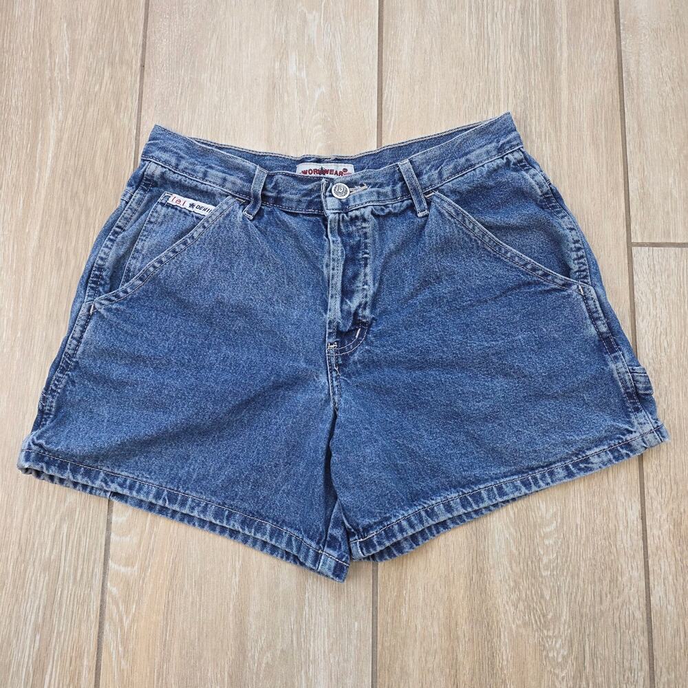 Vintage Y2K l.e.i. Denim Shorts Womens 5 Mid Rise Carpenter Workwear Blue Jean